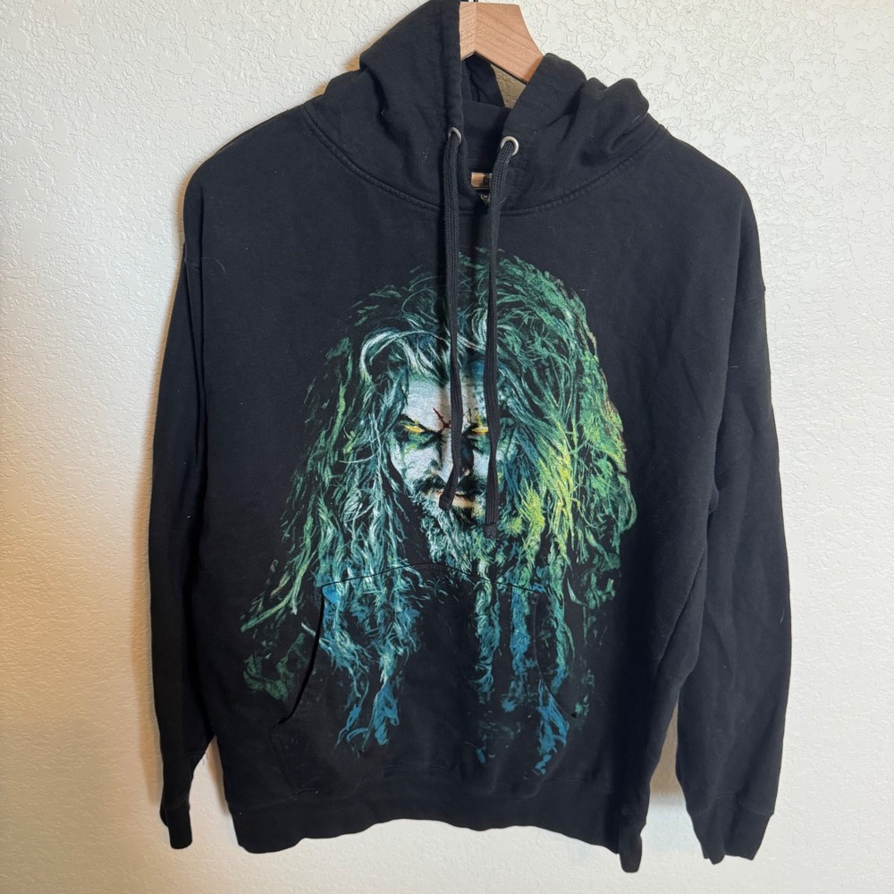 Vintage Style Grunge Metal Rob Zombie Hoodie Size Large Black